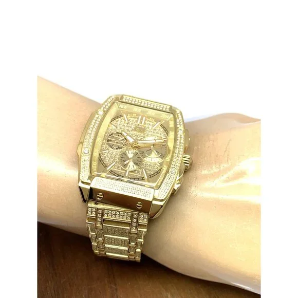 JBW Men's Watch PS570A Echelon Swiss Quartz Diamond Gold Steel Platinum Series